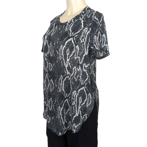 ACROBAT short sleeve snake print side split gray and white top size Small - Picture 4 of 12